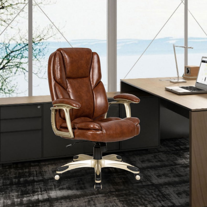 brown leather modern office chair