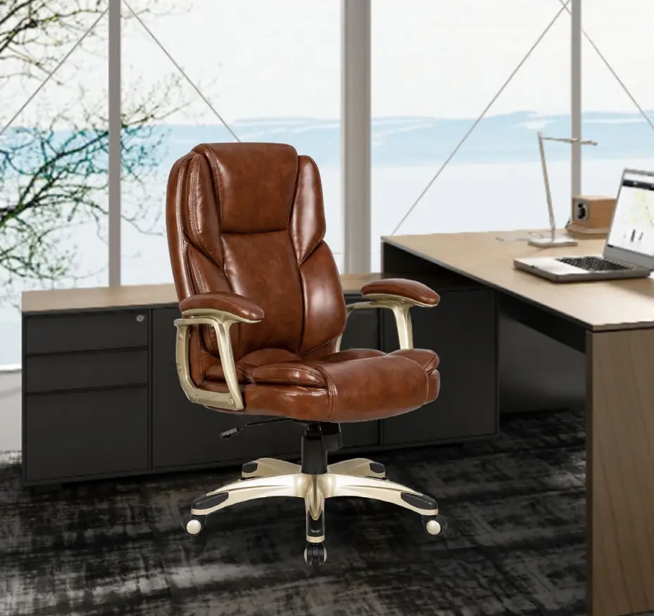 modern brown leather office chair